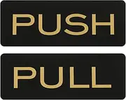 uxcell 1Set Push Pull Door Stickers, 2x4.7in Push and Pull Signs Plate Acrylic Vertical Self-Adhesive for Doors Glass Window Business Stores, Rectangle, Black Gold
