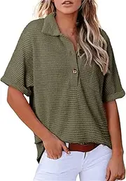 [Generic] Round Neck Short Sleeve Shirt Tunic Shirts Tunics for Women Summer