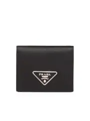 Prada Small Saffiano Leather Fold Wallet Black