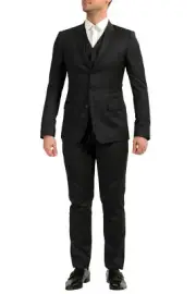 Dolce & Gabbana Men's Gray 100% Wool Striped Three Piece Suit US 38 IT 48
