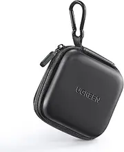 UGREEN Square Earbud Case, Waterproof, Hard EVA Shell Earphone Pouch with Carabiner, Black