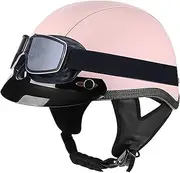 Vintage Half Shell Helmet Motorbike Open Helmet with Personalized Goggle Scooter Half Shell Helmet for Adult Men and Women Motorcycle Cruiser DOT/ECE Approved