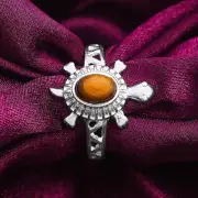 Natural Tiger Eye Ring, 925 Sterling Silver Tortoise Design Ring, Turtle Ring