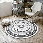 Nordic Living Room Round Geometric Pattern Bedroom Soft Anti-Slip Coffee Table Computer Chair Cushion Carpet (Size : 150cm)
