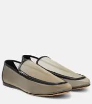[Khaite] Khaite Alessia leather-trimmed mesh loafers AU 9.5 neutrals