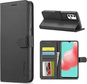 [Ezydigitals] Case for Samsung Galaxy A04s Premium Leather Wallet Flip Case - Classic Black