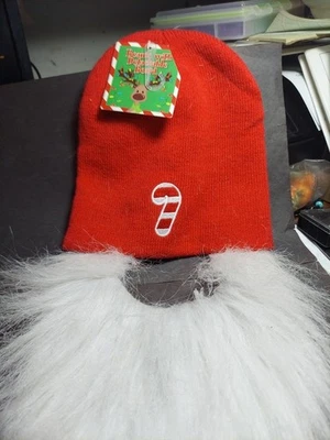 Santa Beanie Hat With Fake Beard. New.