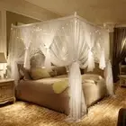 Palace MosquitoNet Stainless Steel Frame Lace Bed Canopy Nets Three-door Curtain