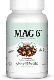 MAG 6 - Magnesium - with Vitamin B6 - Kidney Stones Support - 120 Capsules - Kosher