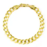 Mens 14K Solid Yellow Gold 8mm Curb Cuban Chain Link Bracelet 7" 7.5" 8" 8.5" 9"