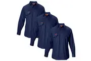 3 x Hard Yakka Mens Cotton Drill Work Shirt Y07530 - Navy