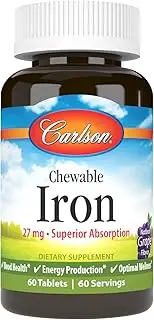 Carlson Chewable Iron 27 mg, Grape, Blood Health, 60 Tablets
