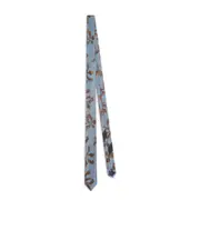 graphic-print silk tie One size Blue