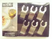 Brushed Stainless Steel Metalla/ Stemware To Plate Clips Set of 6 New In Package