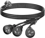 HITRENDS 2M Power Extension Cord with 3-Pin 1 to 3 Outlet Plug, 10A 2500W, Australia Standard Household Duty Extension Lead, Black