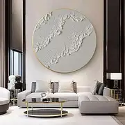 Hand Painted Oil Painting White Seascape on Canvas Modern Abstract Art with Blue Thick Oil Texture Wall Art Pictures for Living Room