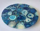 15"x15" Blue Agate Coffee Table Top, Agate Side Table, Handmade Table Decors Top