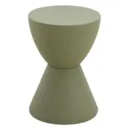 Leisuremod Side End Table 11.75" W X 16.75" H, Modern Round Plastic Olive Green