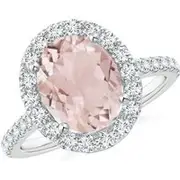 Oval Morganite Halo Ring with Diamond Accents
