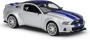 Scale Finished Model Car Diecast 1/24 for Ford Mustang Simulation Alloy Sports Car Model Adult Collection Ornament Display Gift Miniature Replica Car(Silver)