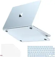 AKIT Compatible with MacBook Air 13 Inch Case 2025 M4 A3240 M3 A3113 M2 A2681 2024 2022 Frosted Clear Cover Protective Hard Case + Keyboard Skin + Screen Protector, Sky Blue