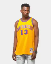 [MITCHELL & NESS] Mitchell & Ness Golden State Warriors Wilt Chamberlain #13 Swingman Jersey Yellow - Size S S Yellow