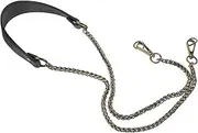 [MOKKHNB] PU Leather Strap with Metal Chain Stylish Replacement for Handbags Tote Bags Black Durable Detachable Bag Accessory for Fashion