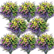 24pcs Artificial Flowers for Outdoors, UV Resistant Faux Plants, Outdoor Artificial Flower Arrangement, Plastic Fake Flowers for Garden Patio Decoration