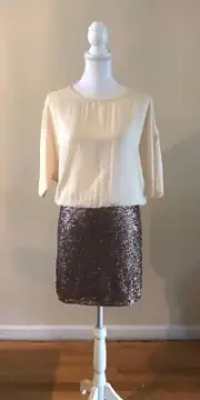 $88 NWT POOKIE &SEBASTIAN ELEANOR SEQUIN BOTTOM BLOUSE TOP PARTY HOLIDAY DRESS~M