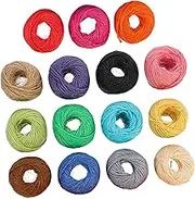 SEWACC 15 Rolls Colorful Jute String Natural Twine for DIY Crafts Wrapping and Home Decoration Durable Reusable Hand Made Packing Twine