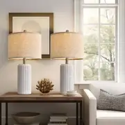 23" Table Lamp, Farmhouse Bedside Lamps for Frosted White - 23'' Ceramic Lamp