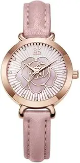 [Generic] Women's Fashion Rose Dial Watch – PU Leather Band, 22mm Small Face, Waterproof 30M, Japanese Quartz Movement