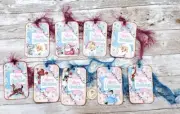 9-Christmas-Retro-Mid Century-Santa-Linen Cardstock-Gift-Hang-Tags