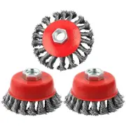 4 Inch Wire Wheel Brush Set for Grinder 3 Pack Wire Wheels for 4 1/2 Angle Red