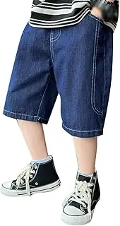 [Generic] Jeans Shorts for Boys 1/2 Leg Elastic Waist Casual Summer Leisure Style Soft Fit Elasticity Vintage Toddler Trousers