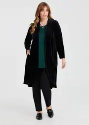 [TS] Taking Shape Abbey Velour Duster Size 18 in Black - Plus Size Women's Clothing Black