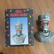 Skull Incense Holder Egyptian Pharaoh Vintage 1999 Ceramic New **Free Shipping**