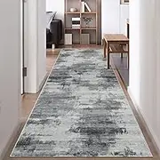 Famibay Hallway Runner 80x300 cm Carpet Runners for Hallways Non Slip Long Washable Hall Runner Rugs Dark Grey Absrtact Modern for Hallway Entryway Bedroom Kitchen