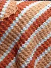 New! Handmade Crochet Blanket Lap Throw Afghan - dark peach, light peach, white