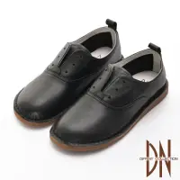 在飛比找momo購物網優惠-【DN】平底鞋_全真皮極簡造型素面紳士鞋(黑)