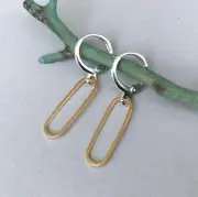HANDCRAFTED SUNDANCE CHARM GOLD LINK EARRINGS HANDMADE SIMPLE ARTISAN JEWELRY