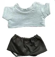 20cm Plush Doll Clothes Plushie Clothes T-Shirt + Shorts Pant 7.8 inches Doll Clothing (Gray)