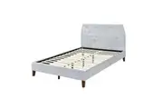 Design Square Designer Modern Velvet Fabric Bed Frame With Headboard King - Light Grey