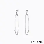 【EYLAND】英國精品 AOKI SAFETY PIN 個性別針白金墜飾耳環