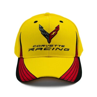 Chevrolet Corvette C8 Racing Yellow Hat - Red Stripe - Ships in a Box
