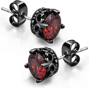 [KZZENKI] Retro Dark Shadow Stud Earrings, Hypoallergenic Stainless Steel Cubic Zirconia Earrings