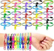 UPlama 50 PCS Friendship Fidget Zipper Bracelet, Neon Colors Sensory Bracelet Bulk Set, Party Toys for Birthday, Goodie Bags, Small Prizes