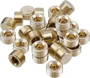 3/8" NPT Brass Pipe Plugs - Internal Hex Socket 1/4 Male Thread Pipe Plug Set, Counter Sunk Hex Pipe End Caps for Sealing Pipe Ports, Plumbing Fitting Adapter, 30Pcs