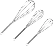 Stainless Steel Whisk Set - 8"+10"+12" Thin Handle Wisk Balloon Wire Whisks Kitc