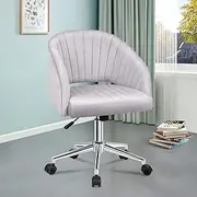 ALFORDSON Layla Velvet Office Chair Swivel Fabric Armchair,Height Adjustable Mid-Back Task Chair for Kids Adult Study Work, Computer Desk Chair Modern Home Office Gaming Chair (Grey)